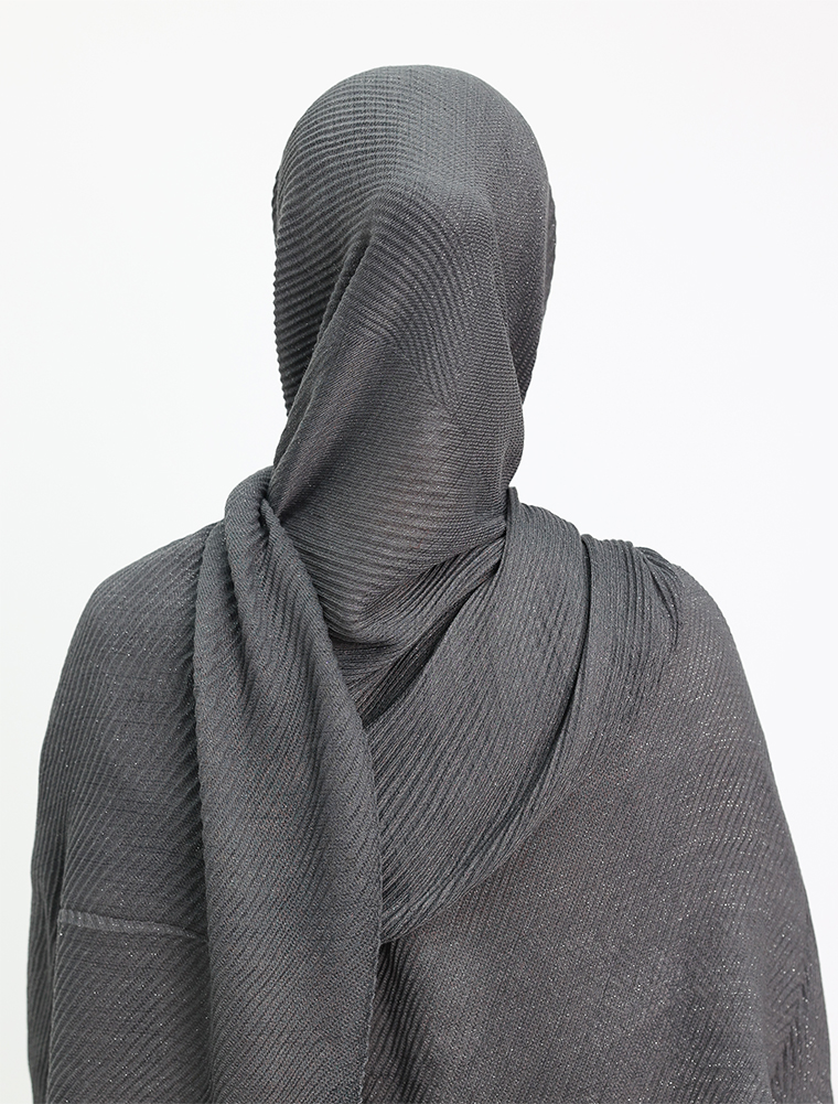 Grey Crinkle Lurex Hijab
